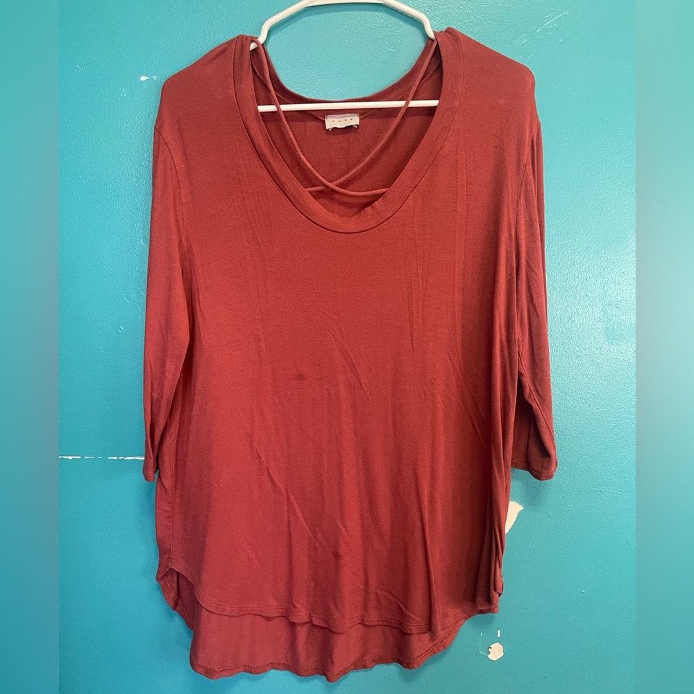 Burnt orange criss cross shirt